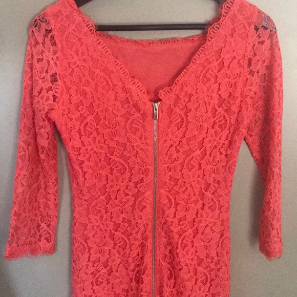 Diane von Furstenberg coral lace dress - Picture 2 of 3